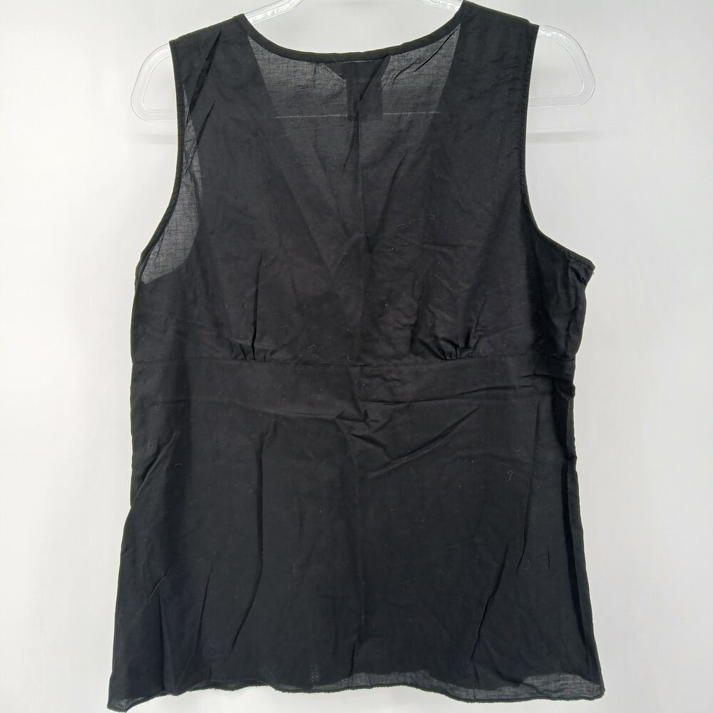 Vintage George Black Cotton Floral Embroidered Babydoll Top Womens LG Y2K Boho - Picture 5 of 8